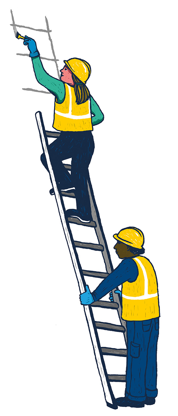 Mensen op een ladder, illustratie van Yoko_Heiligers