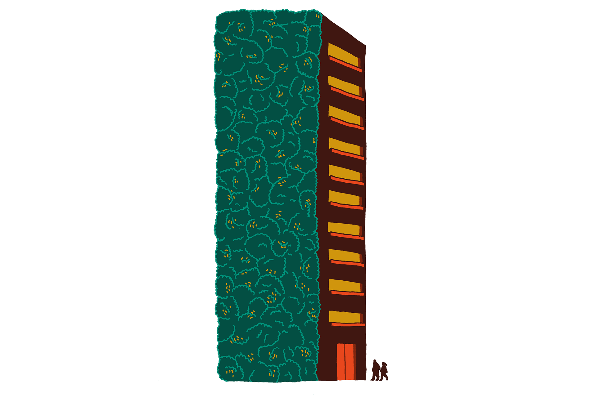 Illustratie moswand op flatgebouw