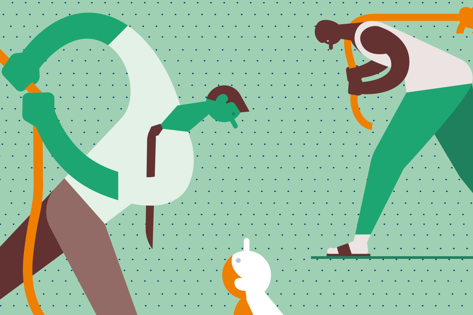 Illustratie figuren trekken aan touw