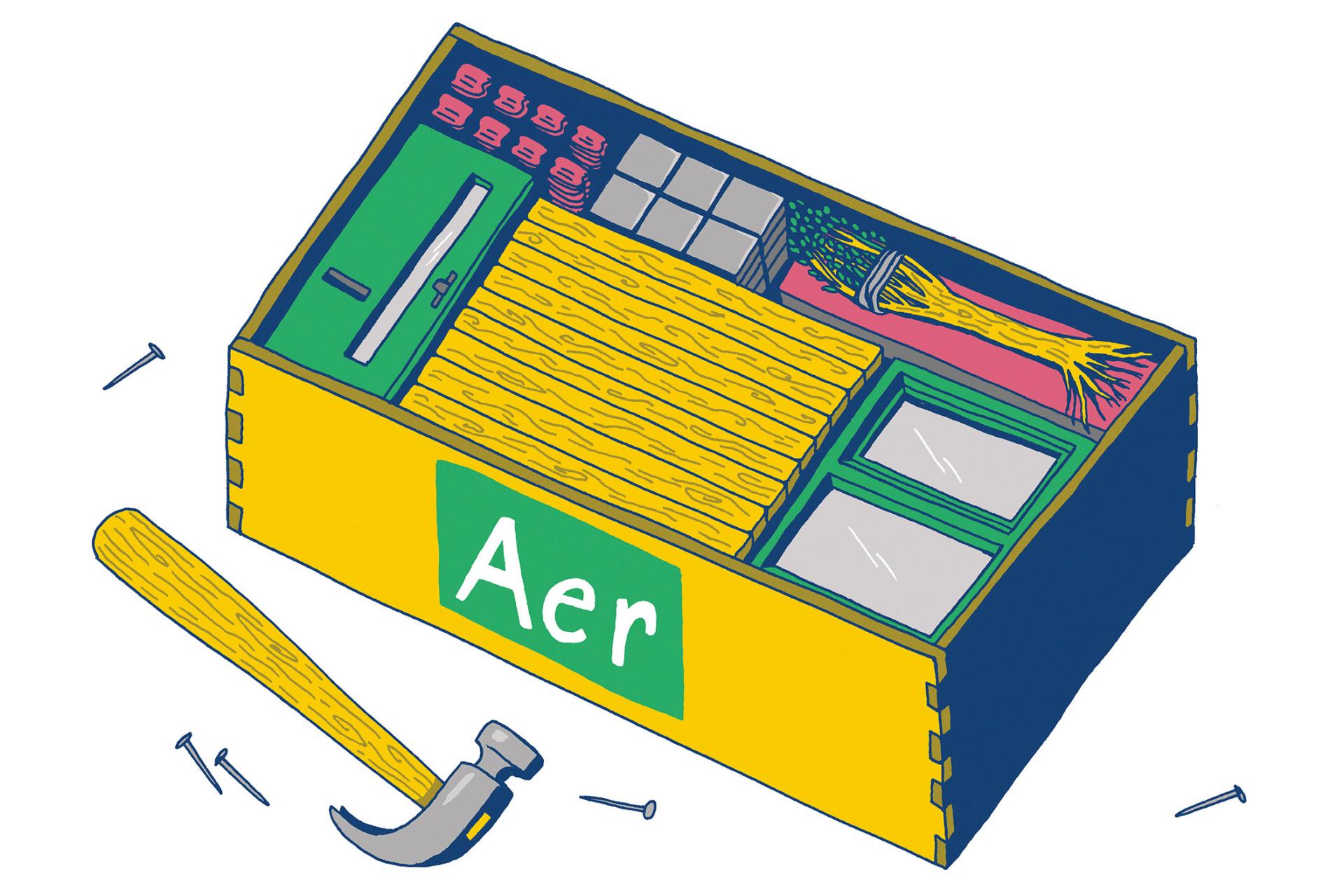 Illustratie prefab houtbouw - illustratie Yoko Heiligers